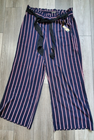 like an angel Pants - New striped plus size wide leg pants